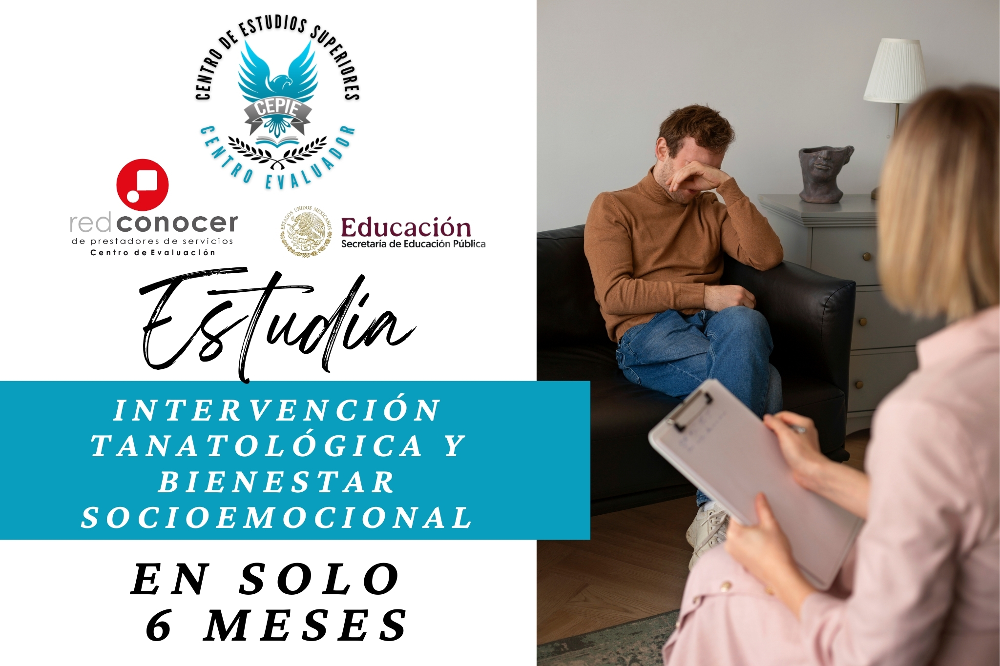 Diplomado en Intervención Tanatológica y Bienestar Socioemocional en CEPIE, formación profesional con duración de 6 meses.